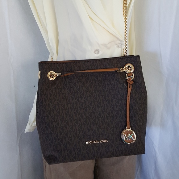 Michael Kors Jet Set Gold Chain BROWN $298Tote - Picture 2 of 8